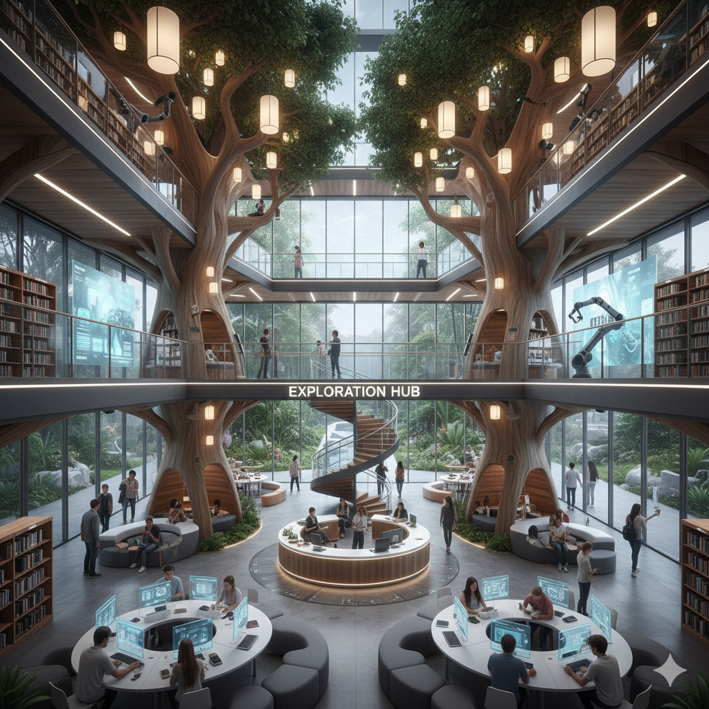 Central Reading Hall with natural lighting and ergonomic seating